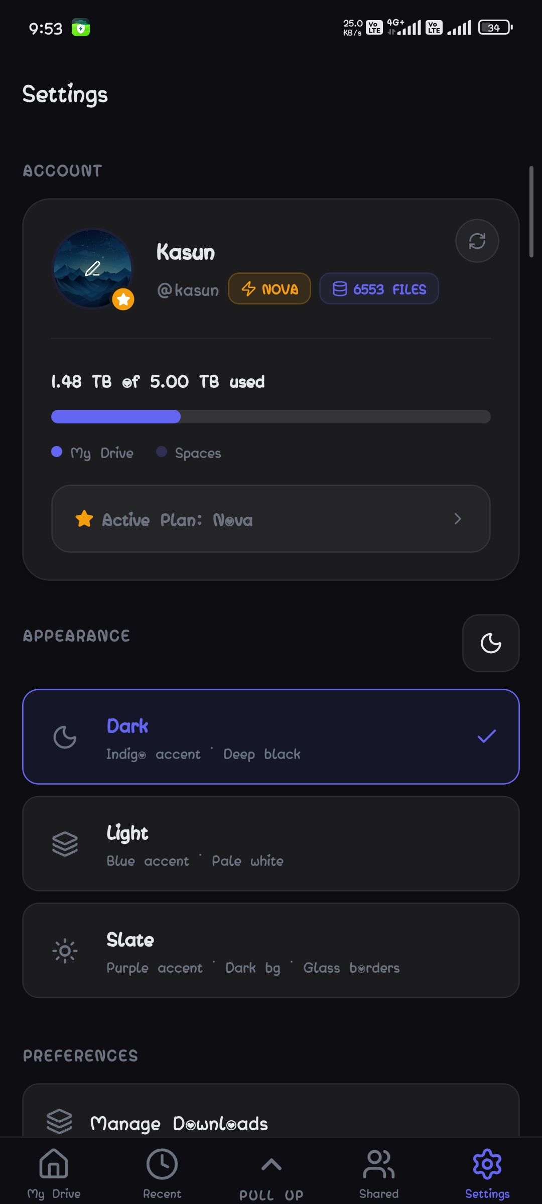 Settings & WebDAV mockup
